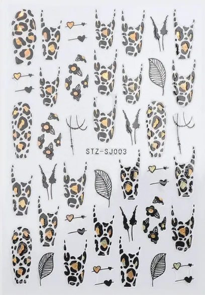 Nagelsticker - Aufkleber selbstklebend - Nail Sticker - Schwarz Gold Metallic Leodesign